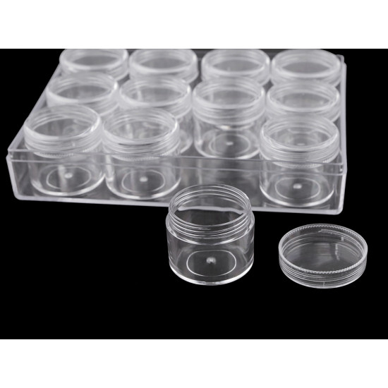 Pojemnik plastikowy / organizer 12 zakręcanych pojemniczków - Transparent (5 Sztuki) Pojemnik plastikowy / organizer 12 zakręcanych pojemniczków - Transparent (5 Sztuki)