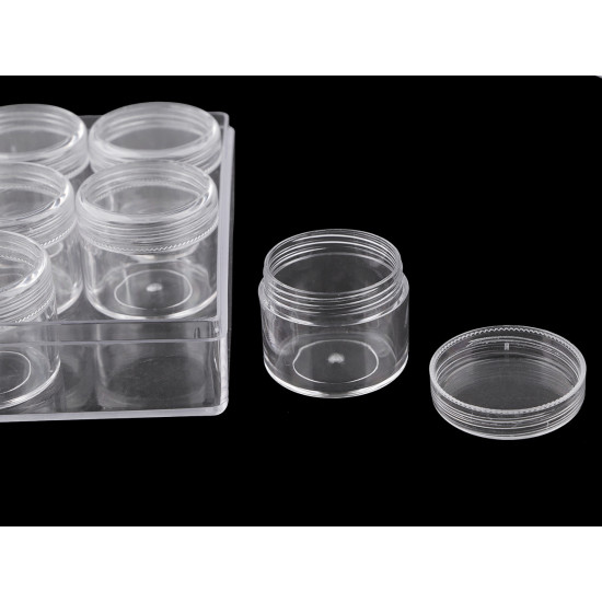 Pojemnik plastikowy / organizer 12 zakręcanych pojemniczków - Transparent (5 Sztuki) Pojemnik plastikowy / organizer 12 zakręcanych pojemniczków - Transparent (5 Sztuki)
