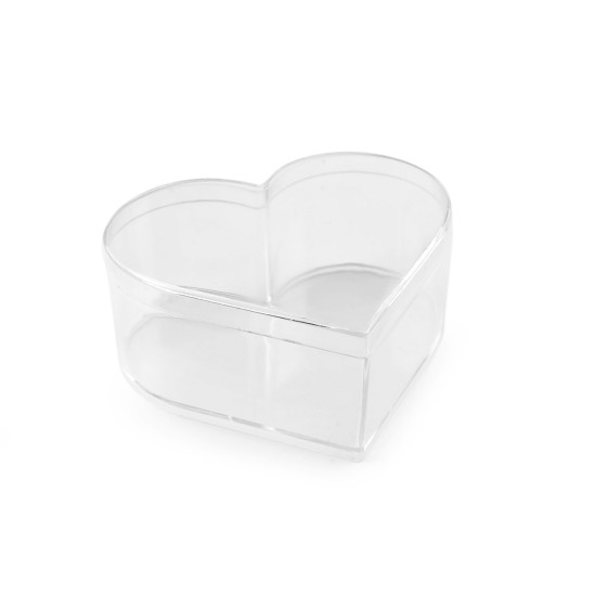 Pojemnik plastikowy z wieczkiem serce 9,5x11x4,5 cm - Transparent (1 Sztuka) Pojemnik plastikowy z wieczkiem serce 9,5x11x4,5 cm - Transparent (1 Sztuka)