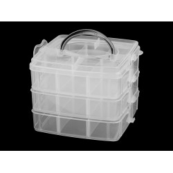 Plastic box / briefcase 3-story with handle - Transparent (1 Piece)
