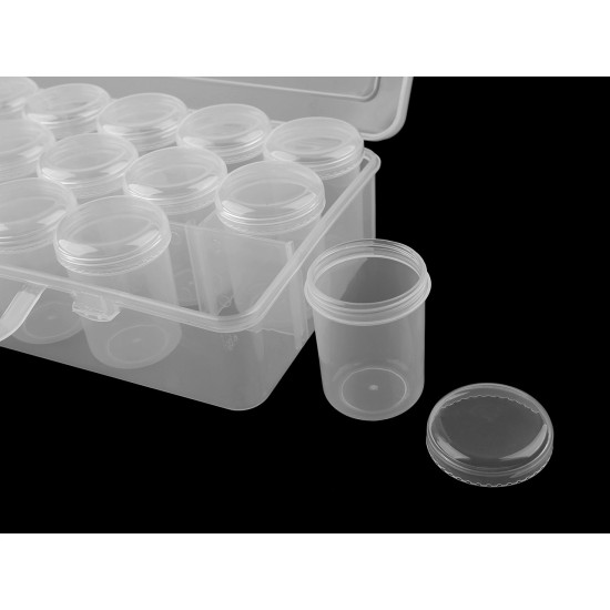 Plastic box / storage box of 18 screw-in jars - Transparent (3 Pieces) Plastic box / storage box of 18 screw-in jars - Transparent (3 Pieces)