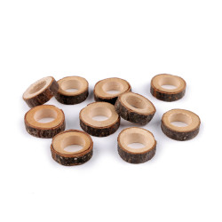 Anneau en bois naturel, ø 17 mm - Ivoire (10 Pièces)