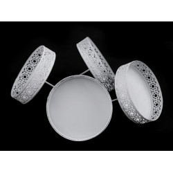 Candle fixing holders / candlestick spikes ø7.5 cm - White (4 Pieces)