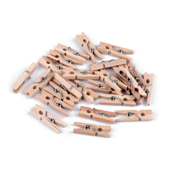 Mini-holzklammer 3 x 26 mm - Weiß (120 Stücke)
