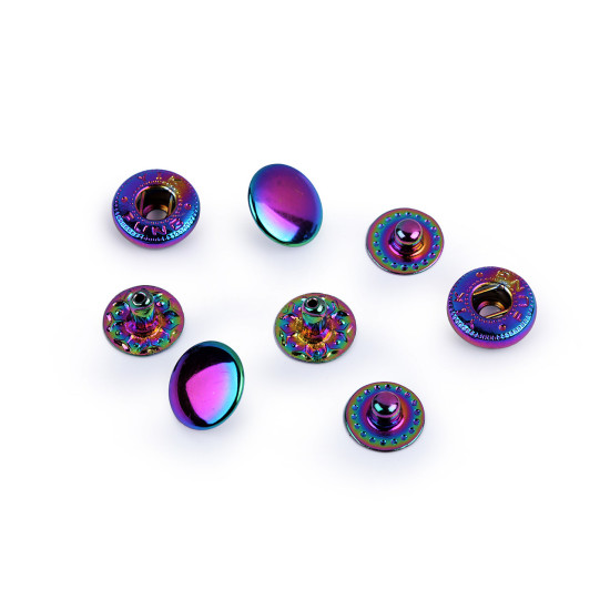 Metal snaps ø10 mm for medium-thick fabrics, rainbow - Multicolor (50 Sets) Metal snaps ø10 mm for medium-thick fabrics, rainbow - Multicolor (50 Sets)