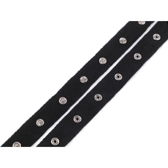 20 mm széles pamut gombos rögzítés - Fekete (1 Méter) 20 mm széles pamut gombos rögzítés - Fekete (1 Méter)