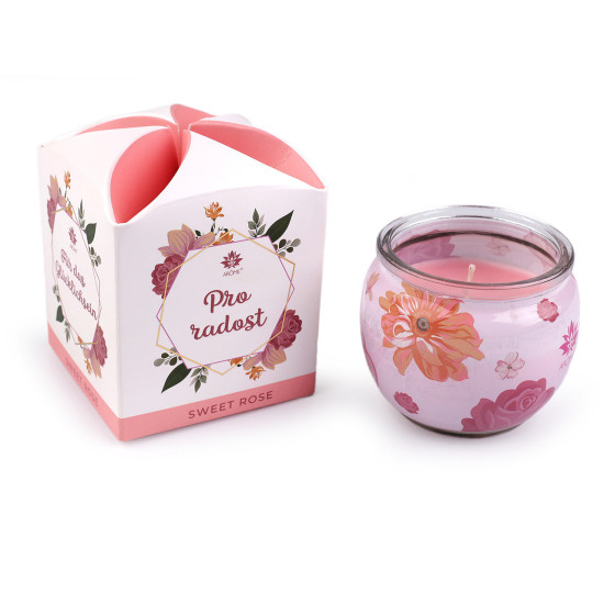 Scented candle in glass jar 90 g - Light pink (1 Piece)