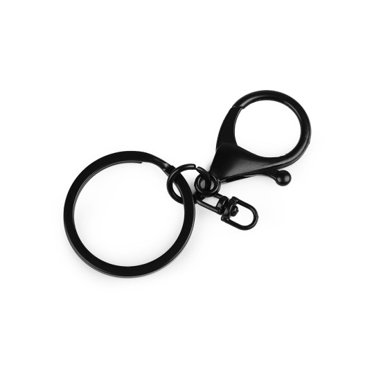 Keychain ring with carabiner - Black varnish (50 Pieces)