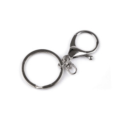 Keychain ring with carabiner - Nickel (1 Piece)