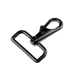 Karabińczyk metalowy z krętlikiem otwór do przewlekania 40 mm - Czarny lakier (1 Sztuka)