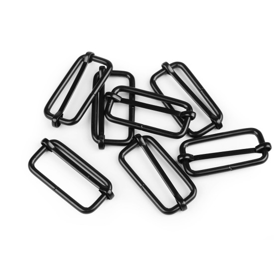 Adjustable slide buckle / buckle slider for webbings, width 38 mm - Black varnish (5 Pieces) Adjustable slide buckle / buckle slider for webbings, width 38 mm - Black varnish (5 Pieces)
