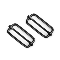 Adjustable slide buckle / buckle slider for webbings, width 38 mm - Black varnish (100 Pieces)