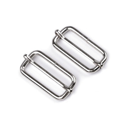 Adjustable slide buckle / buckle slider for webbings, width 38 mm - Nickel (100 Pieces)