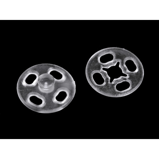 Felvarrható műanyag patent / összenyomható gomb átlátszó ø10 mm - Transparent (100 Párok) Felvarrható műanyag patent / összenyomható gomb átlátszó ø10 mm - Transparent (100 Párok)