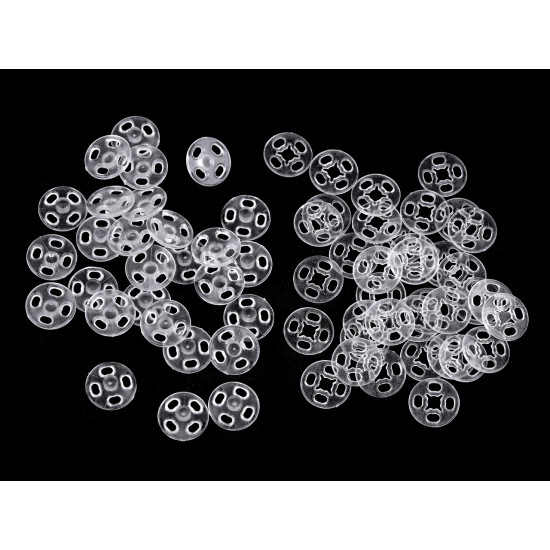 Felvarrható műanyag patent / összenyomható gomb átlátszó ø10 mm - Transparent (100 Párok) Felvarrható műanyag patent / összenyomható gomb átlátszó ø10 mm - Transparent (100 Párok)