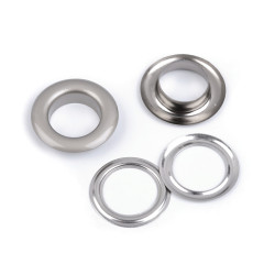 Eyelets / grommets with washer inner ø16 mm / outer ø27, matte - Nickel (10 Pairs)