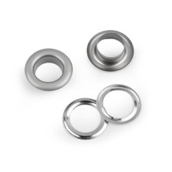 Eyelets / grommets with washer inner ø10 mm / outer ø17, matte - Nickel (10 Pairs)