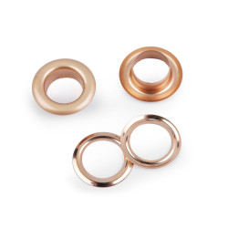 Eyelets / grommets with washer inner ø10 mm / outer ø17, matte - Pink gold (10 Pairs)