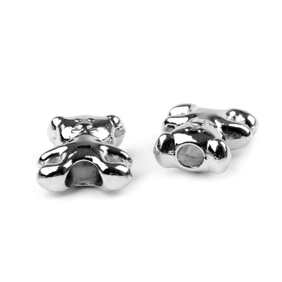 Końcówka metalowa do sznurka ø3,6 mm / ozdoba miś - Platyna (20 Sztuki) Końcówka metalowa do sznurka ø3,6 mm / ozdoba miś - Platyna (20 Sztuki)