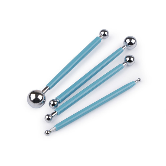 Modeling tools with stainless steel balls, set of 4 pcs - Azure blue (5 Sets) Modeling tools with stainless steel balls, set of 4 pcs - Azure blue (5 Sets)
