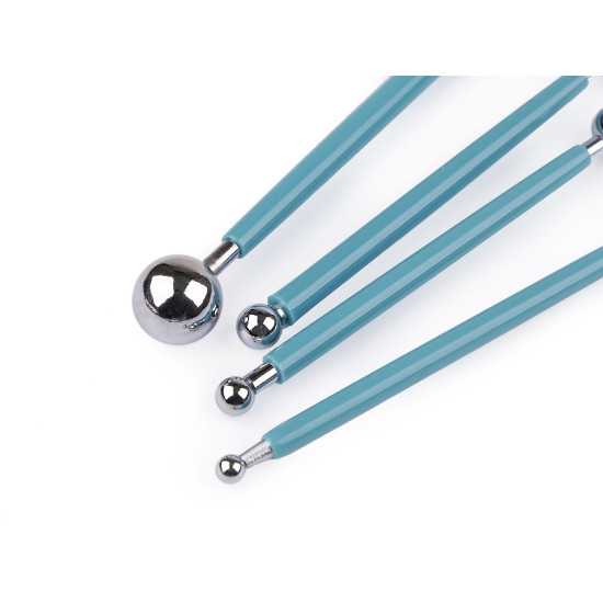 Modeling tools with stainless steel balls, set of 4 pcs - Azure blue (5 Sets) Modeling tools with stainless steel balls, set of 4 pcs - Azure blue (5 Sets)