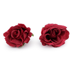Artificial rose head ø5 cm - Dark red (10 Pieces)