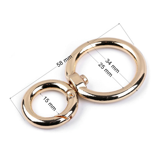 Fém forgós karabiner 25 mm-es befűző - Arany klasszik (3 Darabok) Fém forgós karabiner 25 mm-es befűző - Arany klasszik (3 Darabok)