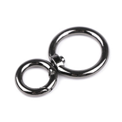 Karabińczyk metalowy z krętlikiem, otwór do przewlekania 25 mm - Czarny nikiel (1 Sztuka)