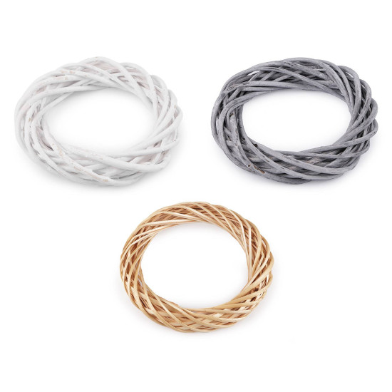 Wicker wreath ø25 cm - Grey (3 Pieces)