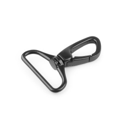 Karabińczyk metalowy z krętlikiem, otwór do przewlekania 38 mm - Czarny (1 Sztuka)