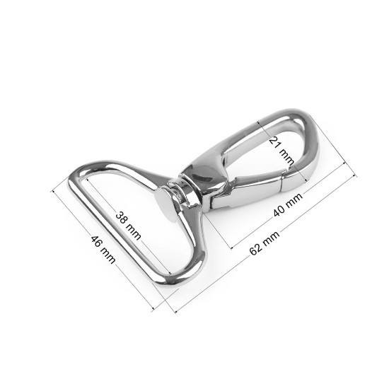 Karabińczyk metalowy z krętlikiem, otwór do przewlekania 38 mm - Czarny (3 Sztuki) Karabińczyk metalowy z krętlikiem, otwór do przewlekania 38 mm - Czarny (3 Sztuki)