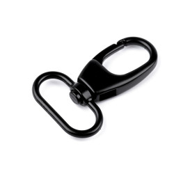 Karabińczyk metalowy z krętlikiem otwór do przewlekania 26 mm - Czarny lakier (1 Sztuka)