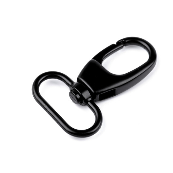 Karabińczyk metalowy z krętlikiem otwór do przewlekania 26 mm - Czarny lakier (10 Sztuki) Karabińczyk metalowy z krętlikiem otwór do przewlekania 26 mm - Czarny lakier (10 Sztuki)