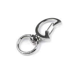 Karabińczyk metalowy z krętlikiem otwór do przewlekania 12 mm - Nikiel (10 Sztuki)