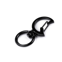 Karabińczyk metalowy z krętlikiem otwór do przewlekania 12 mm - Czarny (10 Sztuki)