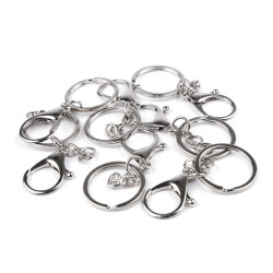 Carabiner with jump ring and keychain - Nickel (100 Pieces)