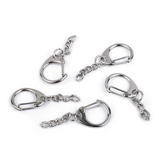 Metal keyring / keychain clip 18x48 mm - Nickel (5 Pieces)