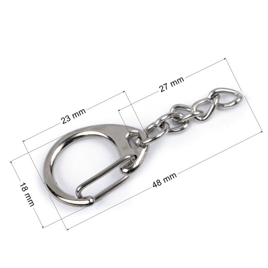 Metal keyring / keychain clip 18x48 mm - Nickel (5 Pieces)