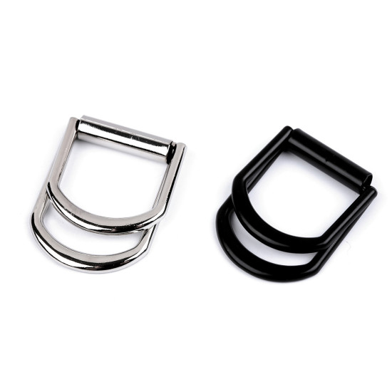Metal belt buckle, double, pulling hole 20 mm - Black varnish (1 Piece) Metal belt buckle, double, pulling hole 20 mm - Black varnish (1 Piece)