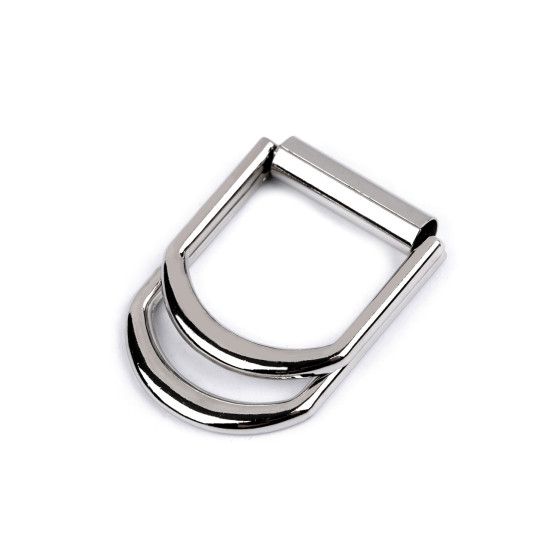 Metal belt buckle, double, pulling hole 20 mm - Black varnish (1 Piece) Metal belt buckle, double, pulling hole 20 mm - Black varnish (1 Piece)