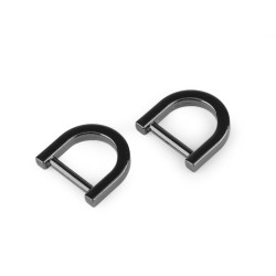 Anneau en d pour sacs à main, largeur 15 mm - Nickel noir (100 Pièces)