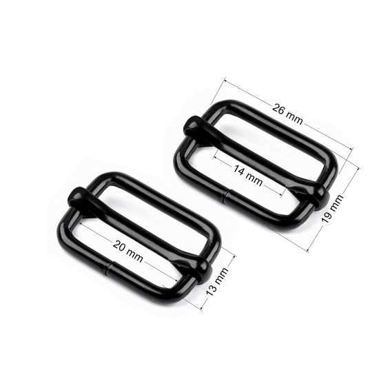 Adjustable webbing slider width 20 mm - Black varnish (100 Pieces) Adjustable webbing slider width 20 mm - Black varnish (100 Pieces)