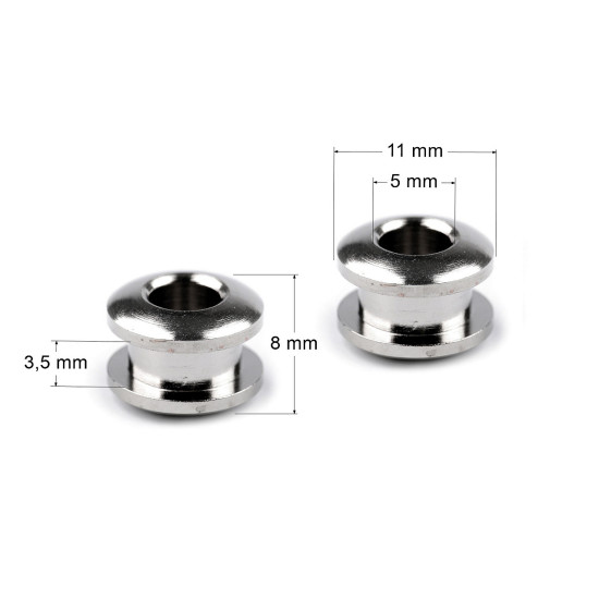 Screw back eyelet, inner ø5 mm / outer ø11 mm - Nickel (10 Pairs) Screw back eyelet, inner ø5 mm / outer ø11 mm - Nickel (10 Pairs)