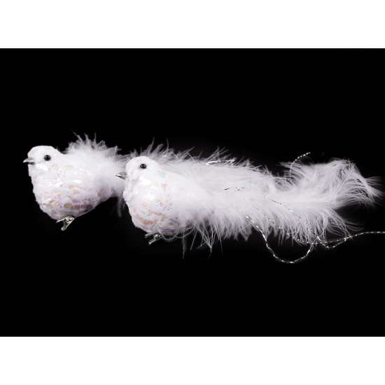 Bird with clip for christmas arrangement - White (6 Pieces) Bird with clip for christmas arrangement - White (6 Pieces)