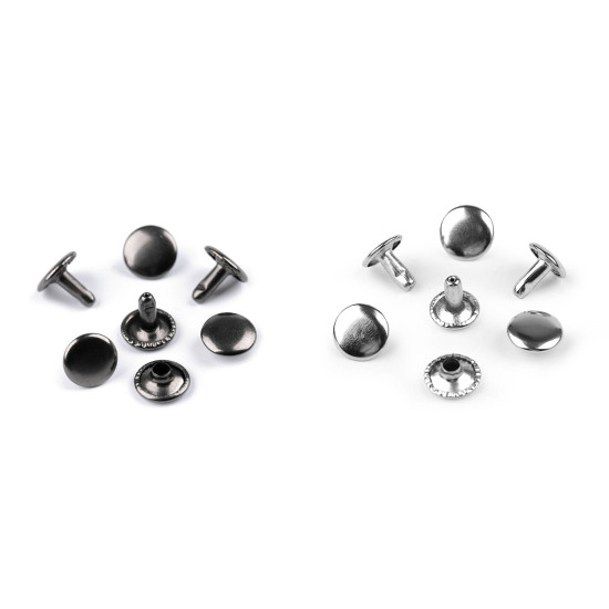 Double cap rivets / hollow rivets ø10 mm - Nickel (100 Pairs) Double cap rivets / hollow rivets ø10 mm - Nickel (100 Pairs)