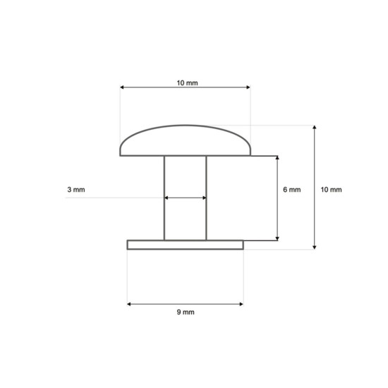 Double cap rivets / hollow rivets ø10 mm - Nickel (100 Pairs) Double cap rivets / hollow rivets ø10 mm - Nickel (100 Pairs)