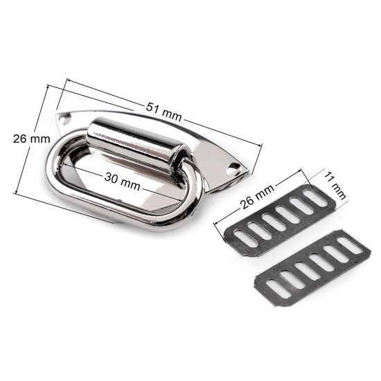 Fashion handbag buckle / clasp, width 30 mm - Nickel (10 Sets) Fashion handbag buckle / clasp, width 30 mm - Nickel (10 Sets)
