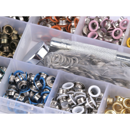 Grommet / eyelet set, inner ø5 mm / outer ø8 mm with puncher - As pictured (1 Set) Grommet / eyelet set, inner ø5 mm / outer ø8 mm with puncher - As pictured (1 Set)