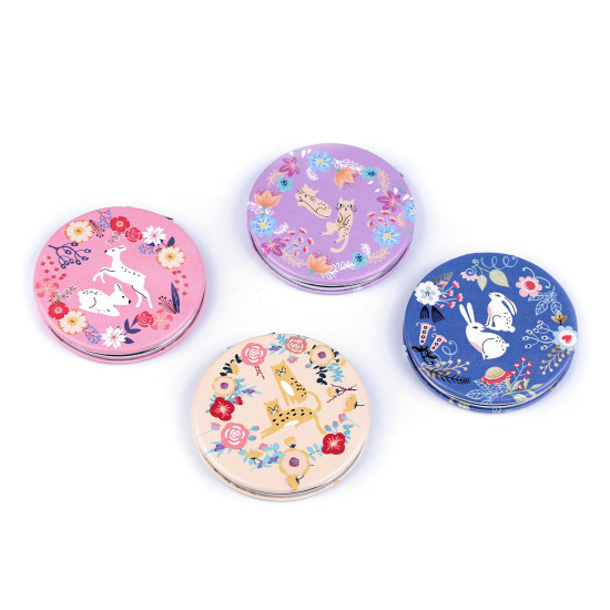 Cosmetic pocket mirror, animals - Blue-violet (1 Piece) Cosmetic pocket mirror, animals - Blue-violet (1 Piece)