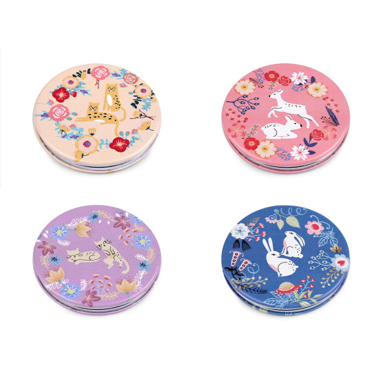 Cosmetic pocket mirror, animals - Blue-violet (1 Piece) Cosmetic pocket mirror, animals - Blue-violet (1 Piece)